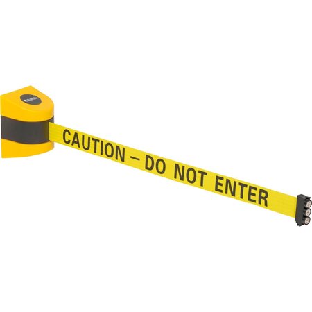 GLOBAL INDUSTRIAL Magnetic Retractable Belt Barrier, Yellow Case W/ 30ft Yellow Caution Belt 708419YBC